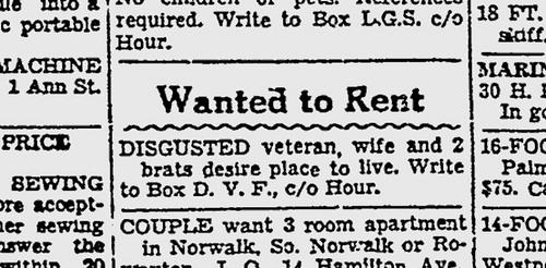 A want ad for a &quot;disgusted veteran&quot;