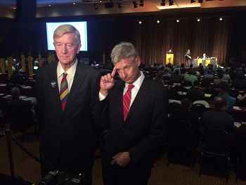 Bill Weld and Gary Johnson at the 2016 Libertarian Party National convention ||| Matt Welch
