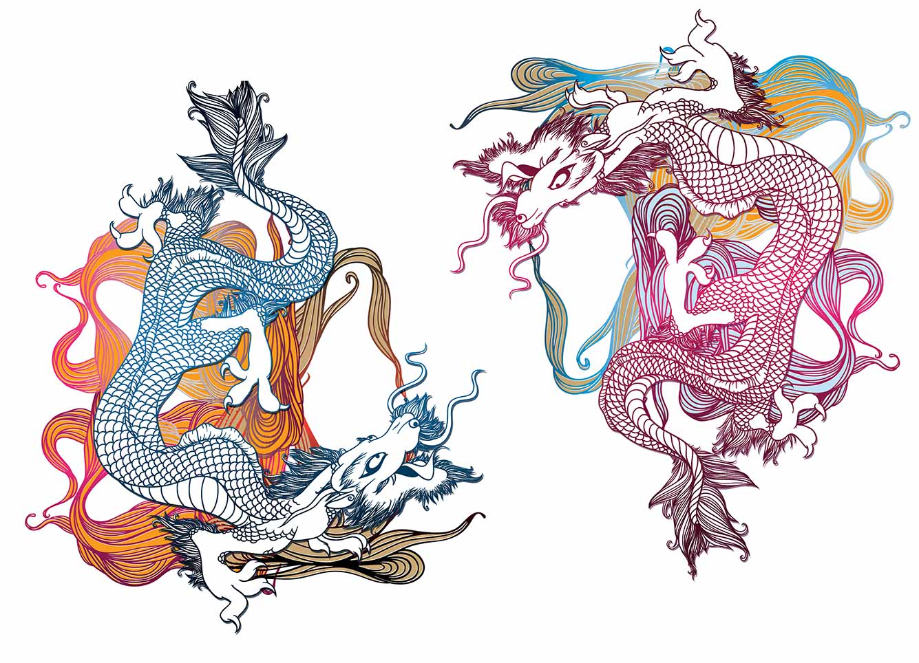 Japanese Dragon Fight Tattoo