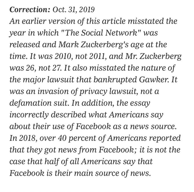 New York Times correction