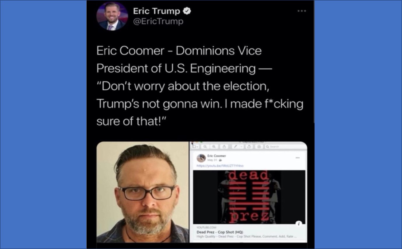 Dominion worker Eric Coomer sues Trump campaign and conservative media