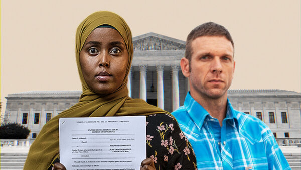 Hamdi Mohamud and Kevin Byrd in front of the Supreme Court