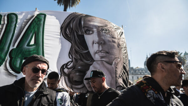 Flag with Argentina's vice president, Cristina Fernández de Kirchner