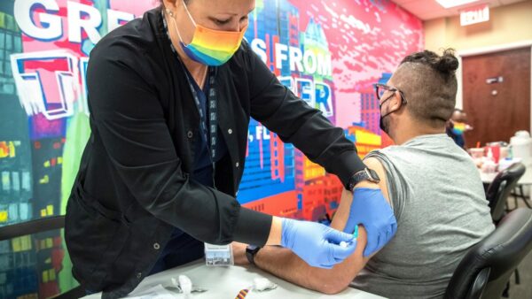 Person receiving monkeypox vaccine