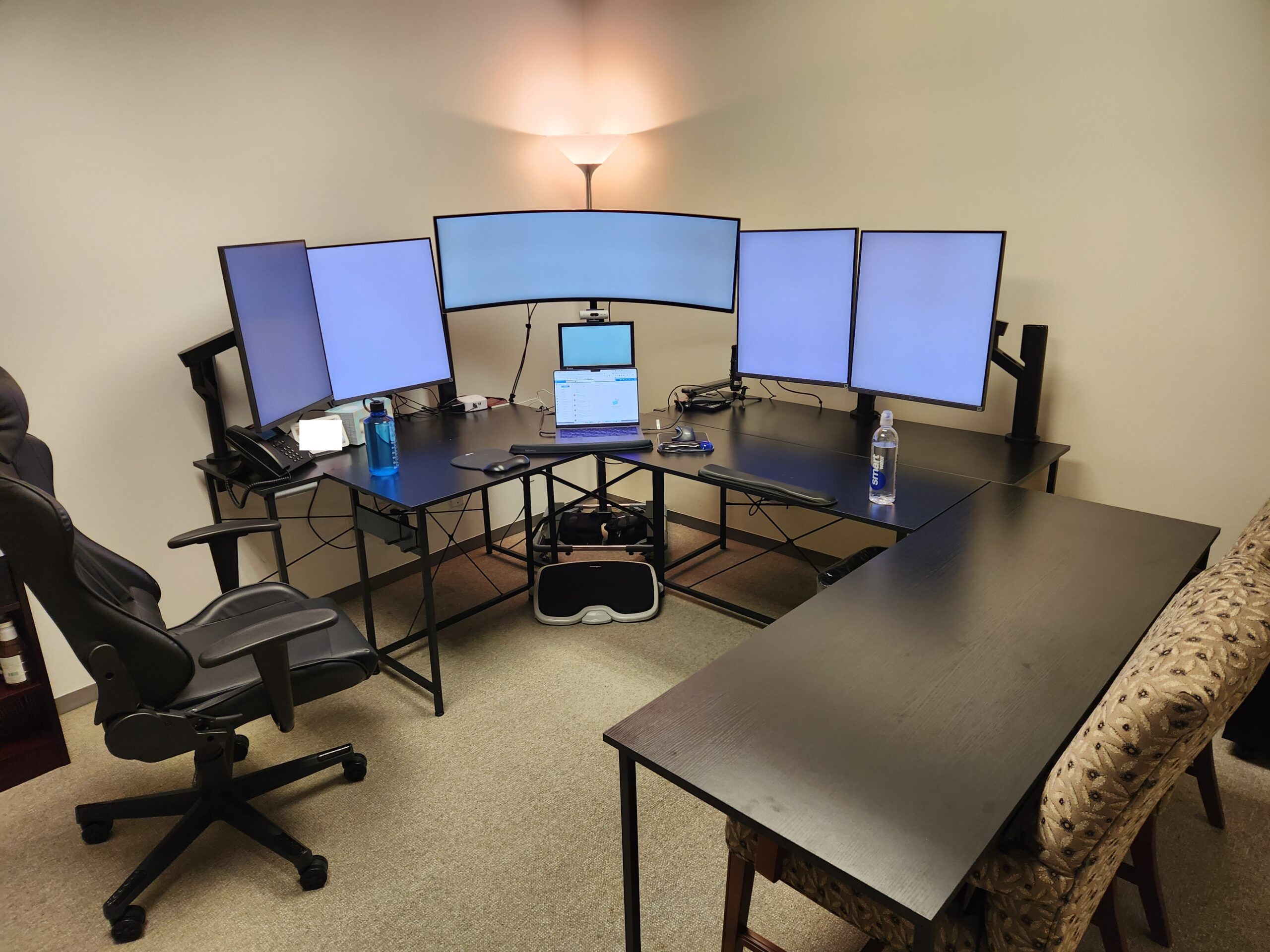 New desk wall mounting and some lazy cable management  Gaming desk setup,  Home office setup, Game room design