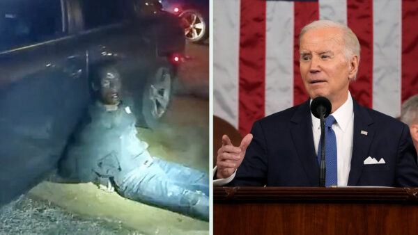 Tyre Nichols is seen on the left after Memphis police beat him, Joe Biden is seen on the right during his State of the Union address