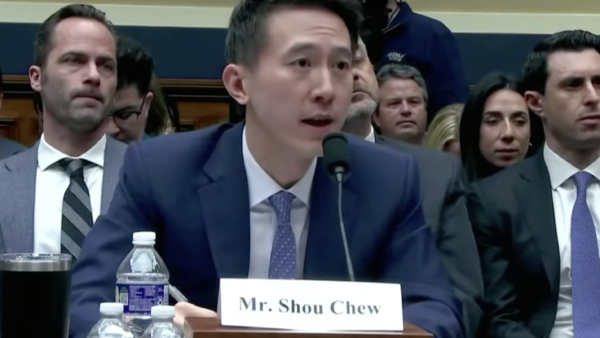 screenshot of TikTok CEO Shou Zi Chew testifying before the House committee