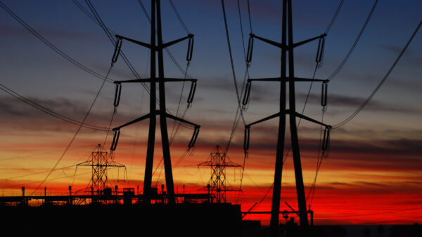 power lines at sunset