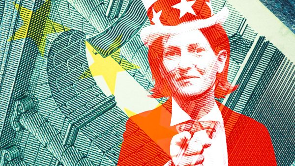 An illustration of Veronique De Rugy as Uncle Sam