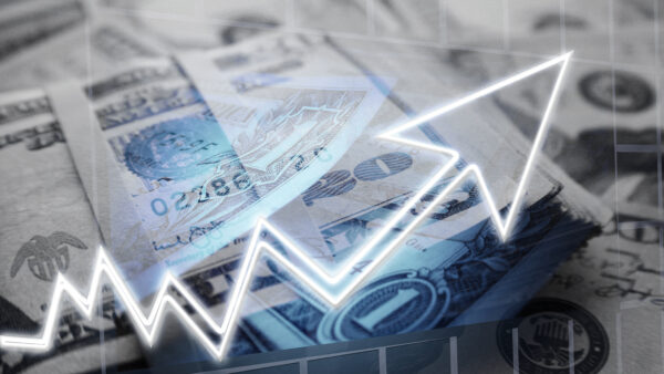 An upward arrow is seen in front of cash
