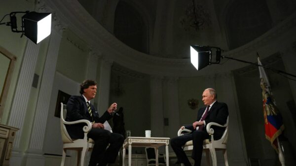 Tucker Carlson interviewing Russian President Vladimir Putin