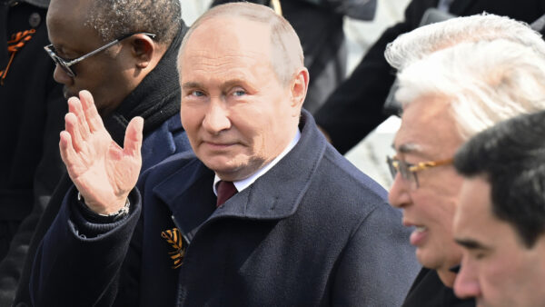 Russian President Vladimir Putin is seen at a military parade