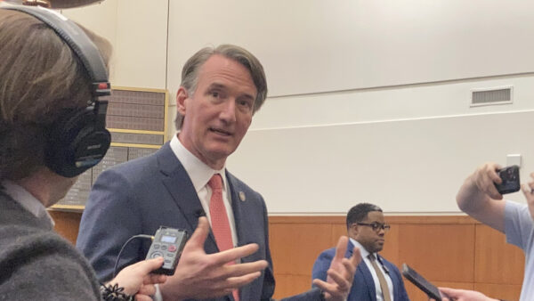 Virginia Gov. Glenn Youngkin speaks to reporters