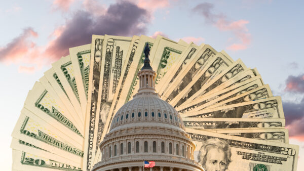 The U.S. Capitol is seen surrounded by money