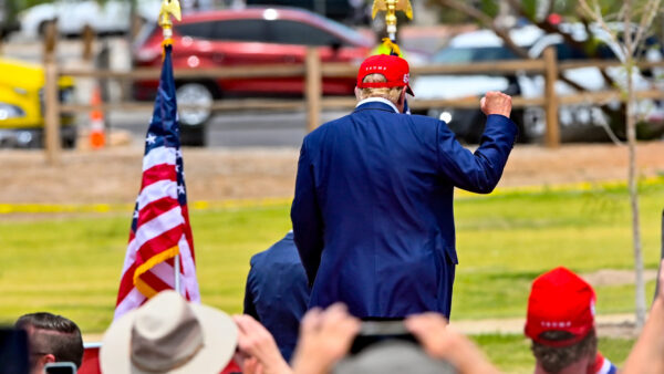 Donald Trump turning his back on supporters during a campaign event