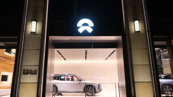 An electric vehicle in an NIO store