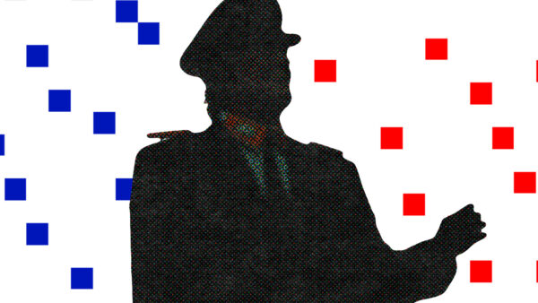 An AI-generated image of a dictator, in silhouette.