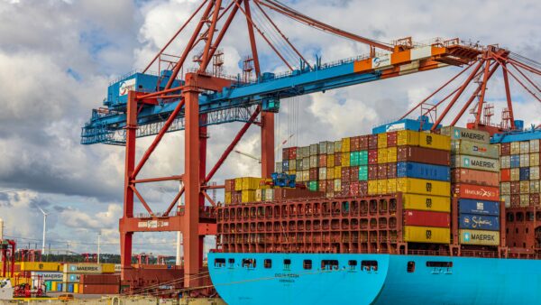 Container ship at port