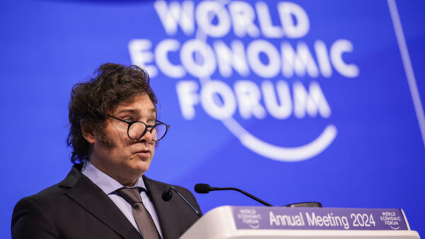 Javier Milei speaking at World Economic Forum