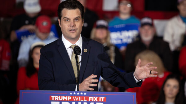 Florida congressman Matt Gaetz at a Trump-Vance rally in Georgia