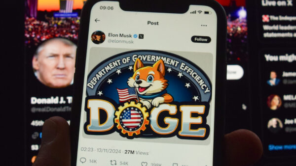 A picture of an AI-created image Elon Musk posted on X of the new Department of Government Efficiency