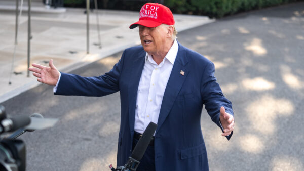 President Donald Trump speaks to reporters at the Whire House