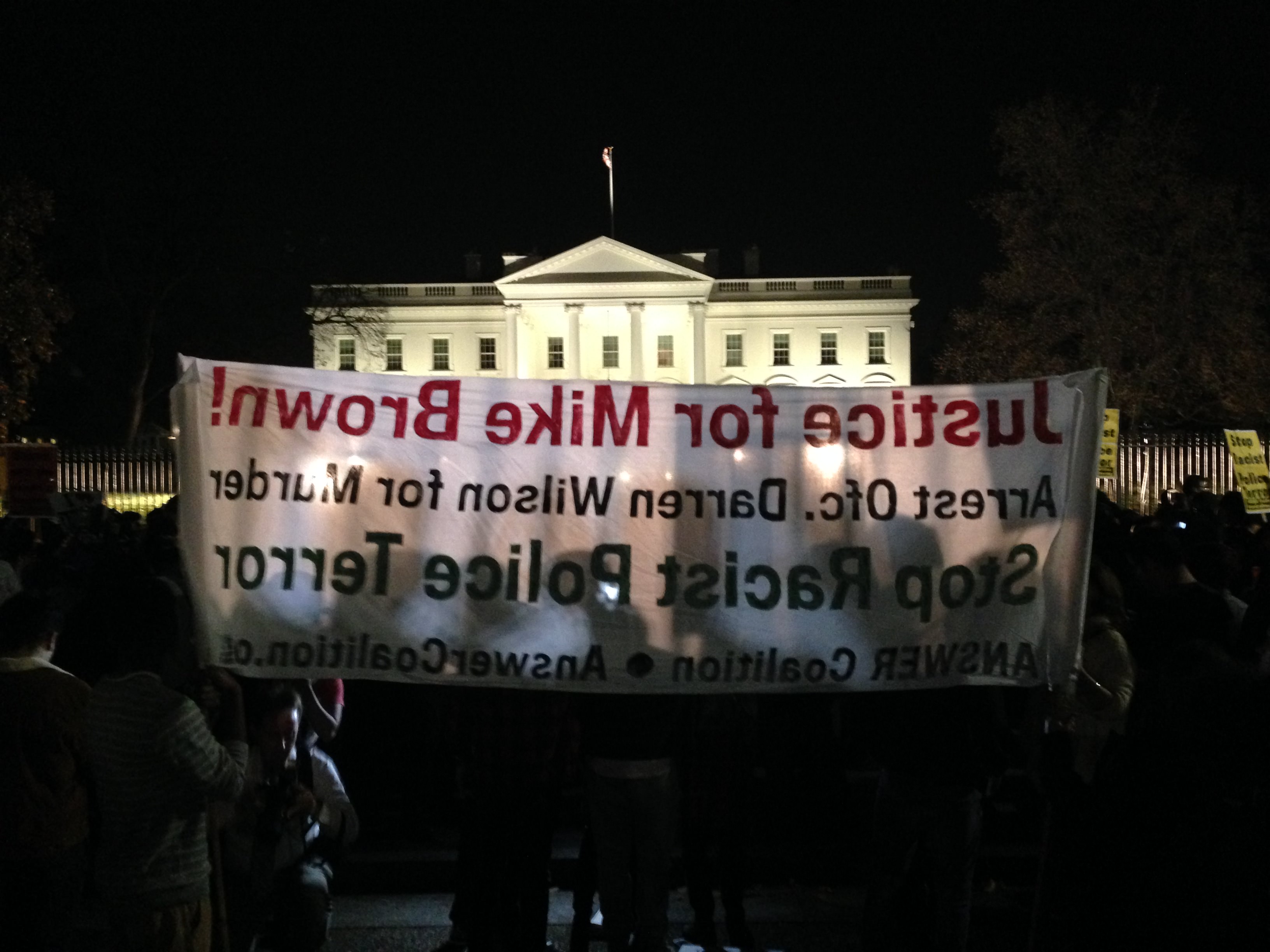 White House protesters after Ferguson decision.