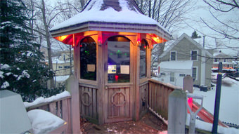 Tryniski keeps his server in a gazebo on his front deck. Tryniski keeps his server in a gazebo on his front deck.