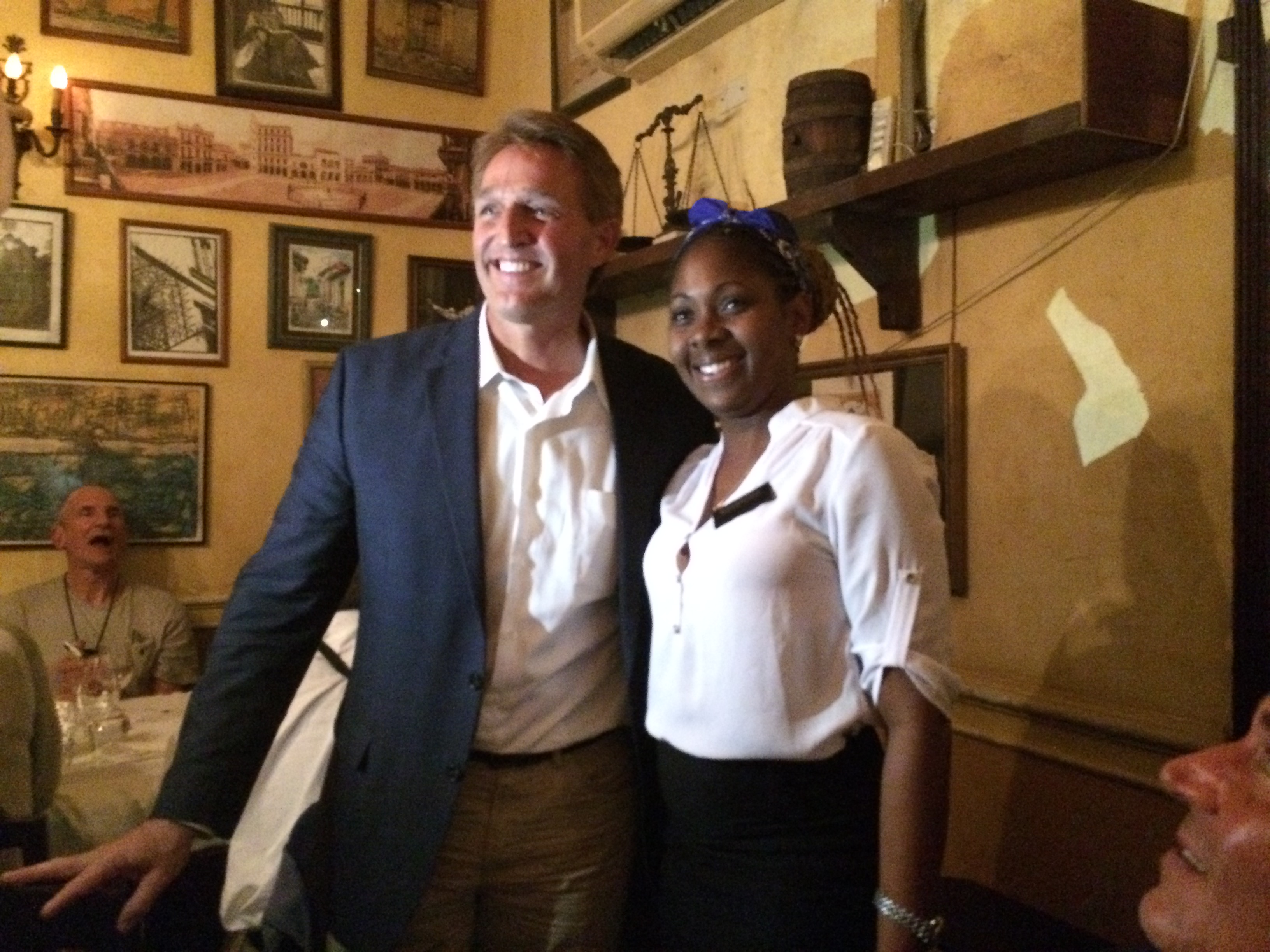 Jeff Flake and a Cuban, in Havana, one year ago. ||| Matt Welch